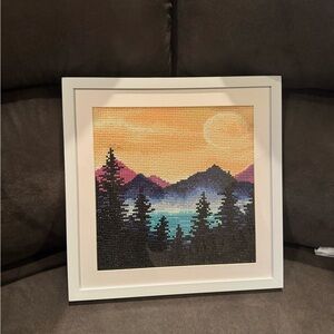 Sunset Mountain Landscape Framed Art